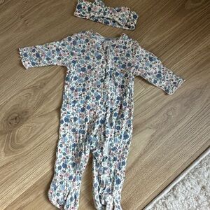 Floral Kids One Piece with Headband